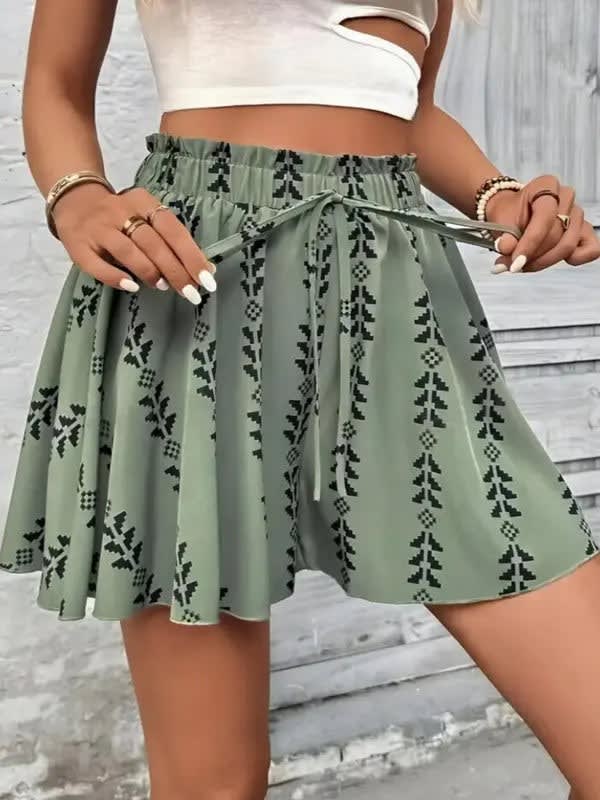 Niamh Printed Pleated A-Line Skirt_2