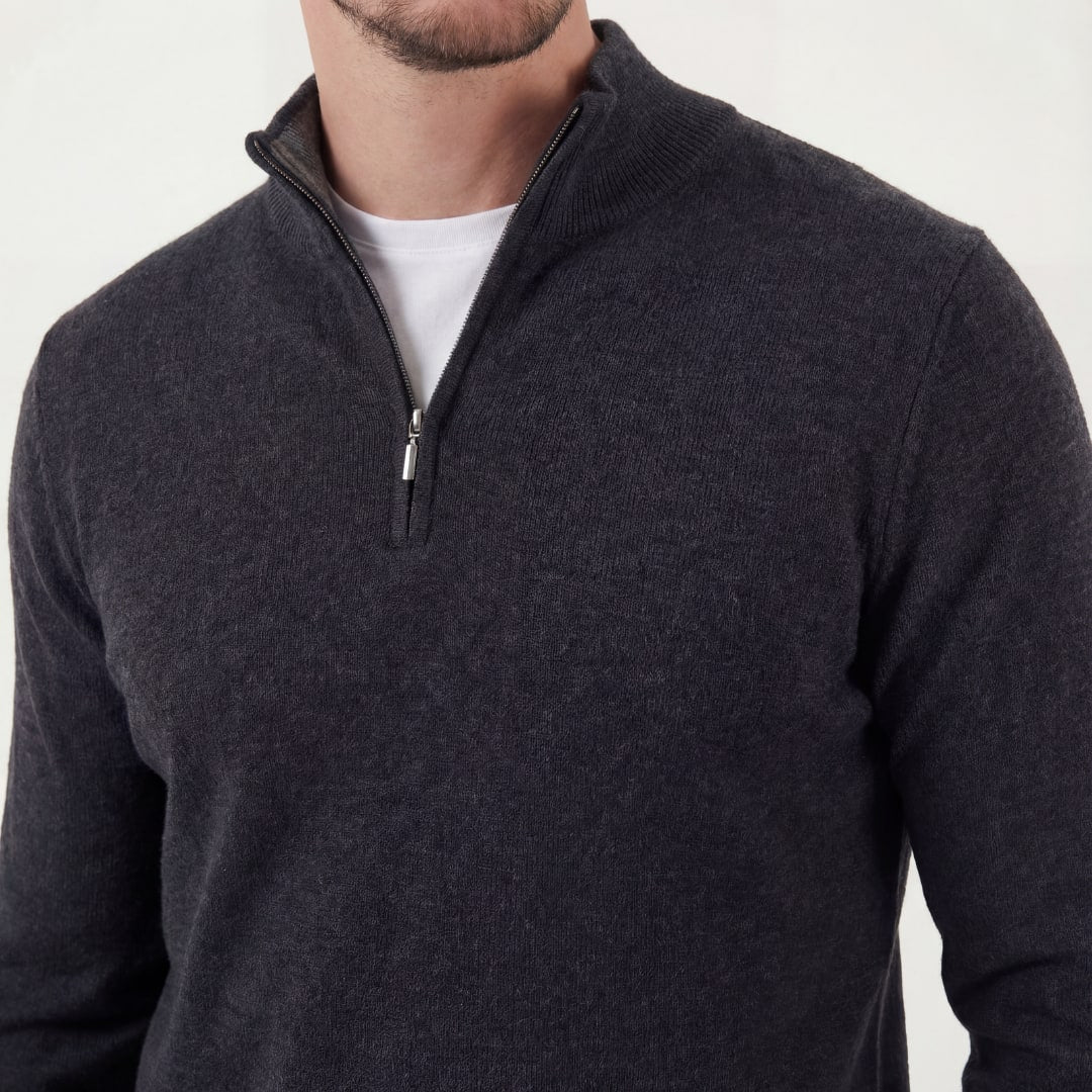 Wade Charcoal Half Zip Sweater_4