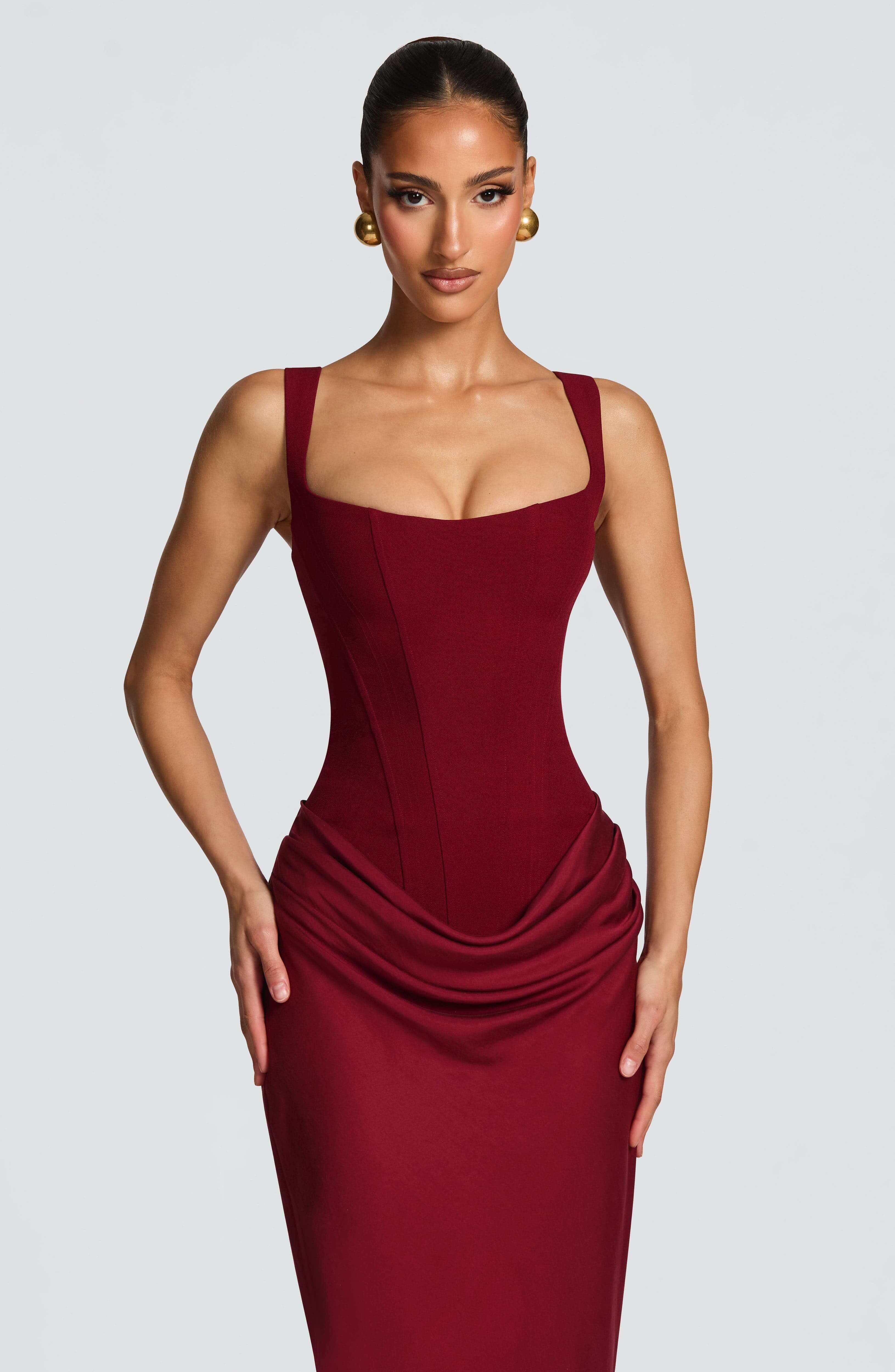 Susannah Bodycon Square Neck Wedding Guest Maxi Dress_10