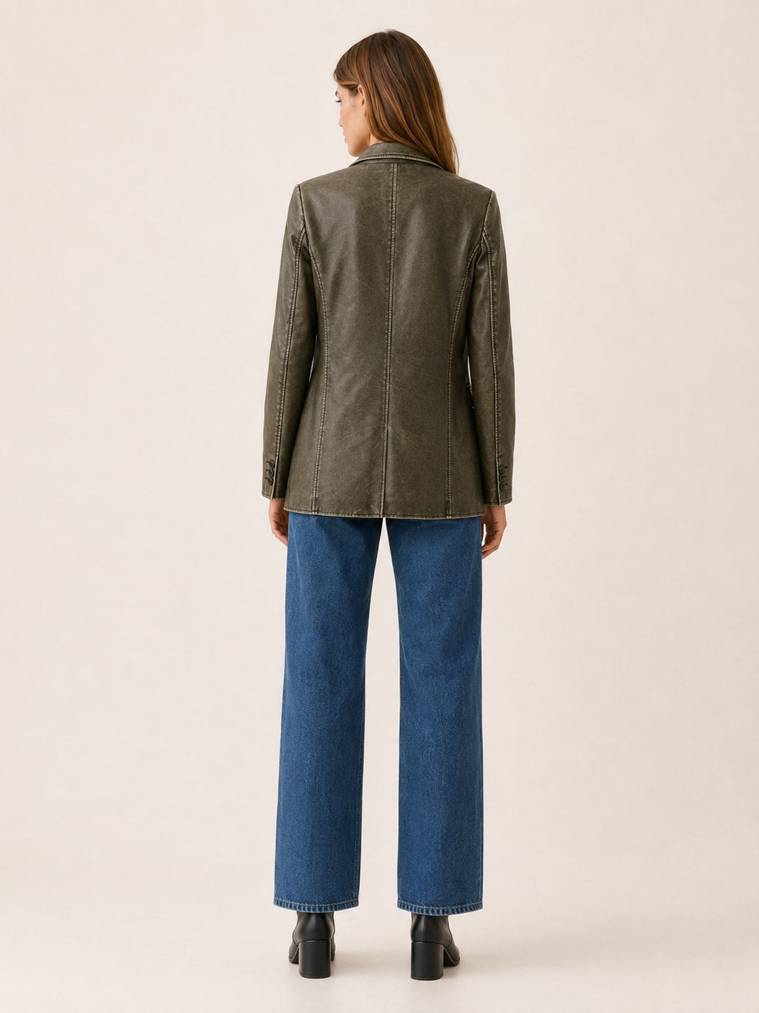 Greta Longline Vintage Washed Faux Leather Blazer_2