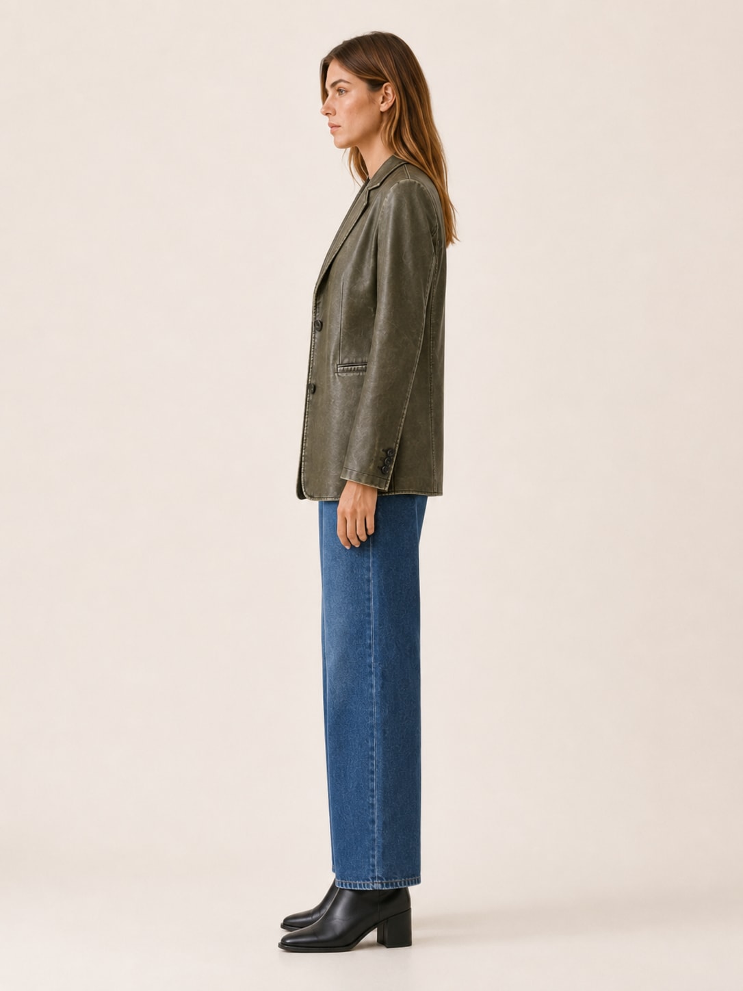Greta Longline Vintage Washed Faux Leather Blazer_3