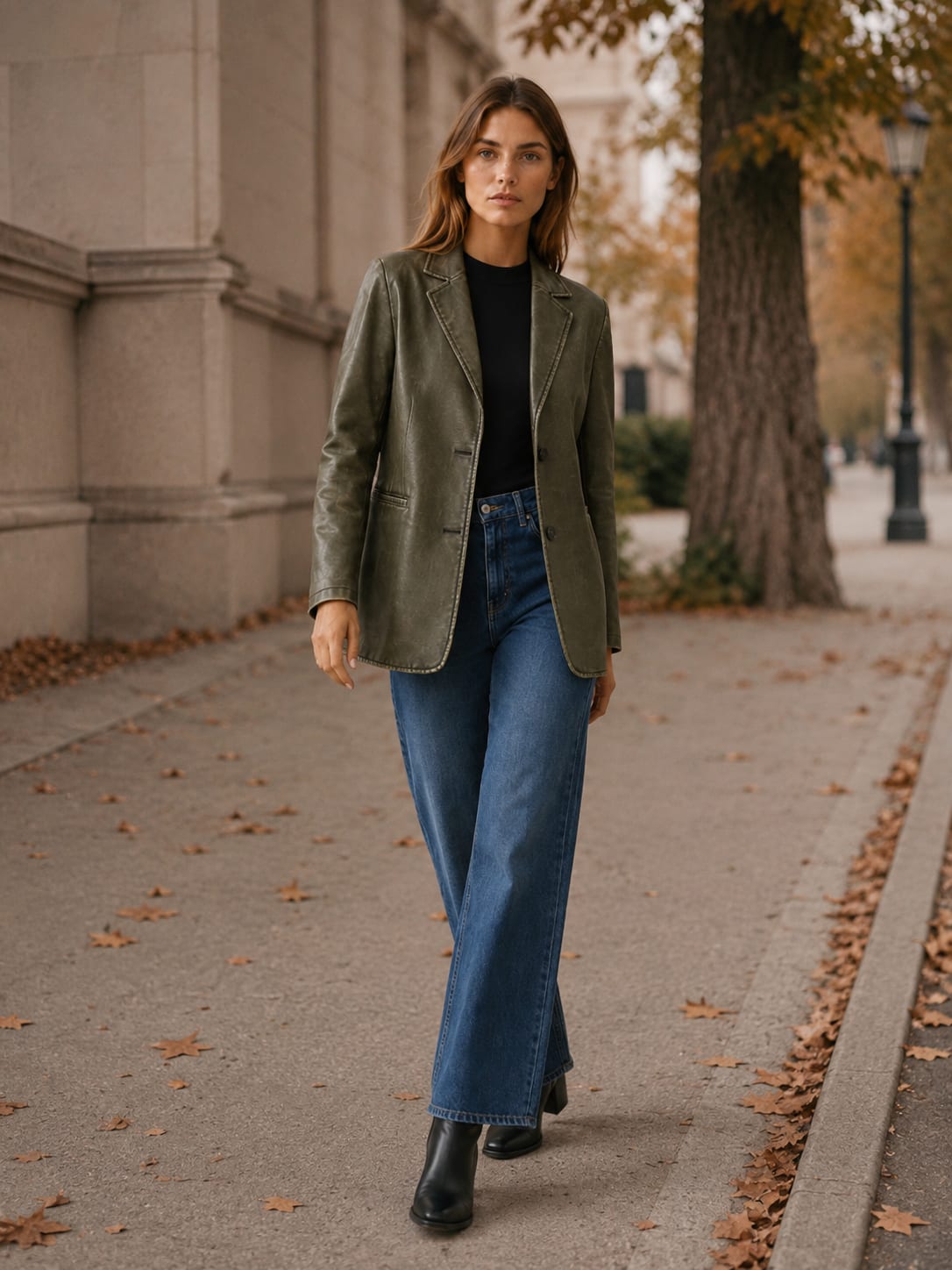 Greta Longline Vintage Washed Faux Leather Blazer_5