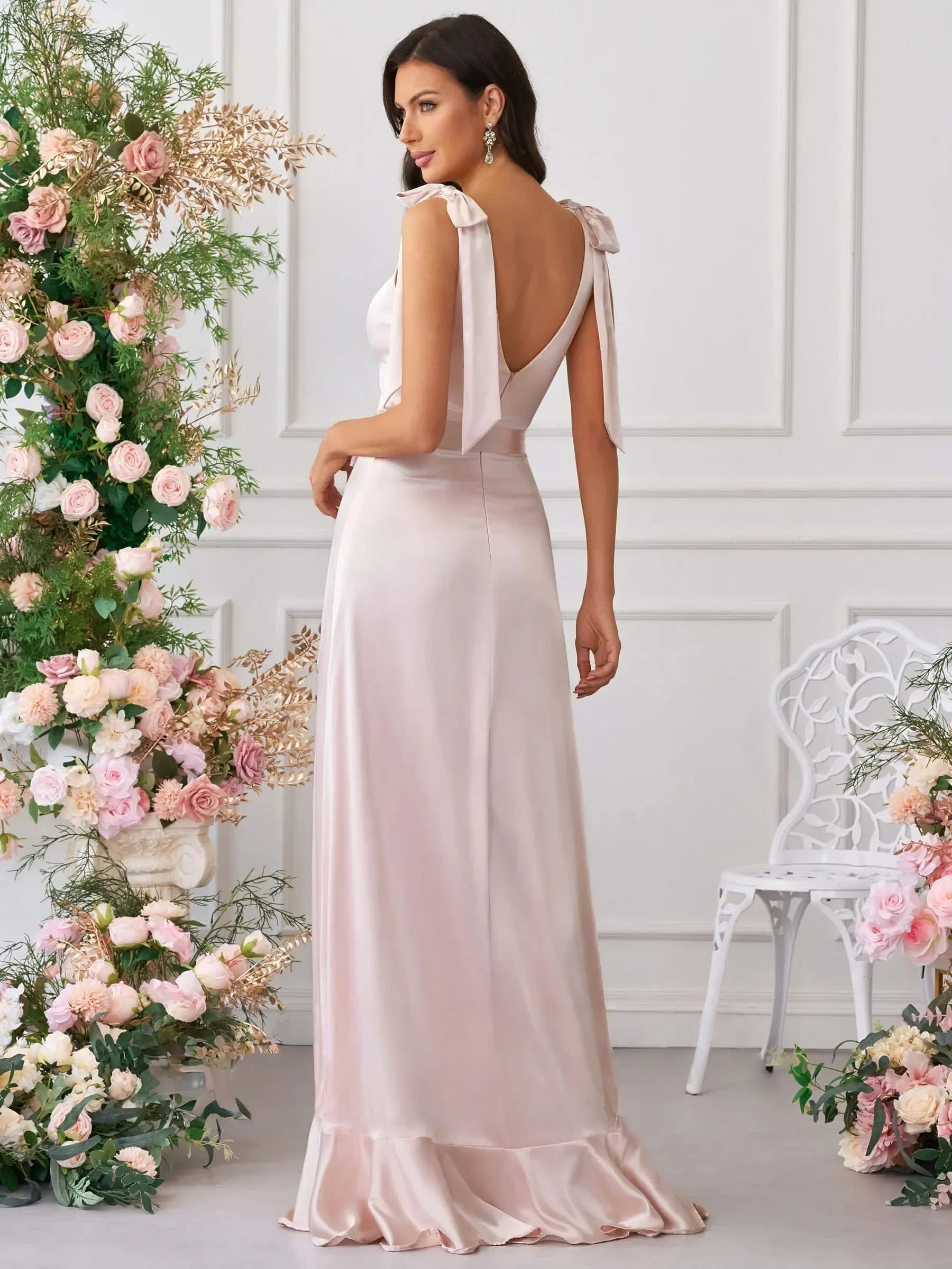 Felicity Square Neck Bow Strap Wedding Guest Maxi Dress_3