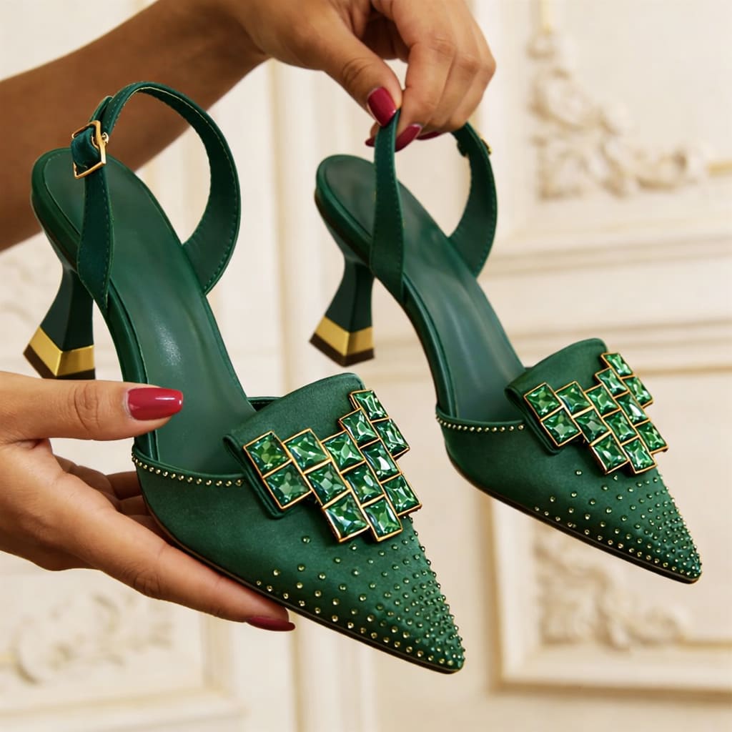 Graziana Crystal Embellished Slingback Kitten Heels_12