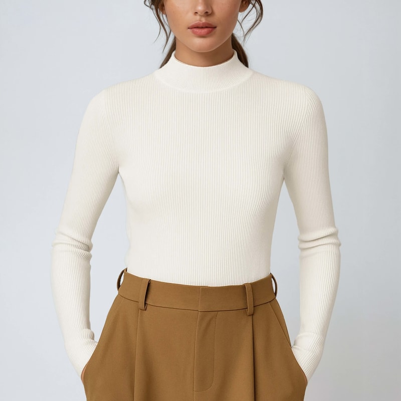 Dallas Slim Fit Ribbed Mock Neck Top_1