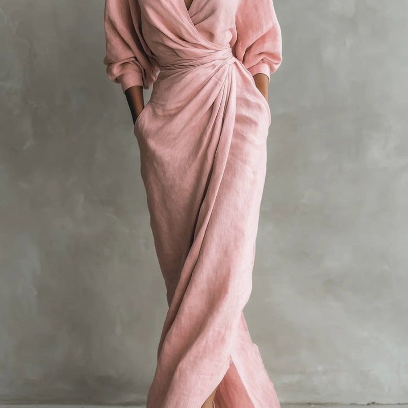 Domenica Linen Twist Waist Maxi Dress_1