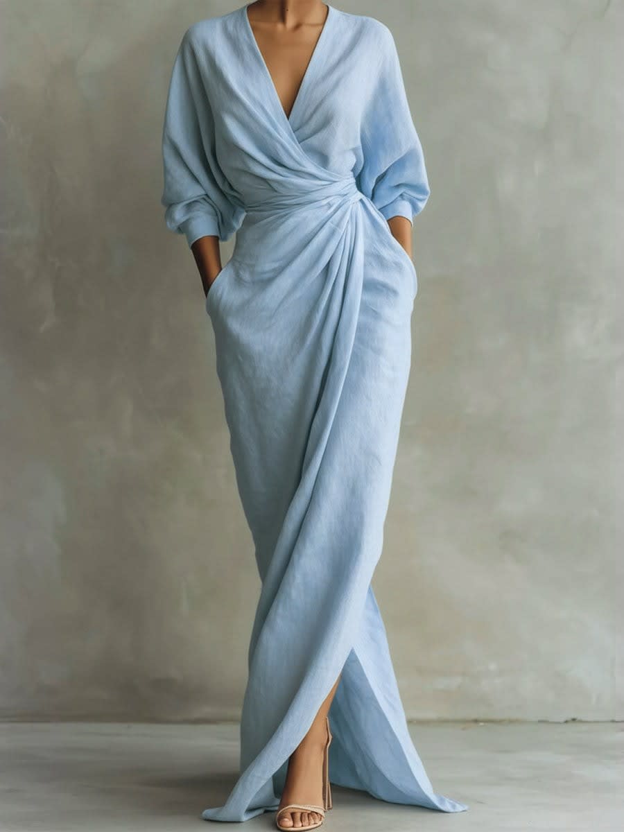 Domenica Linen Twist Waist Maxi Dress_6