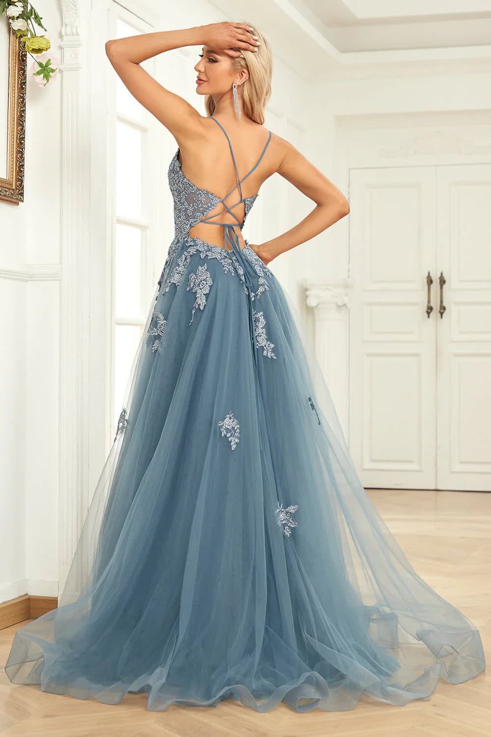 Dorothea Lace Applique Tulle Wedding Guest Maxi Dress_12