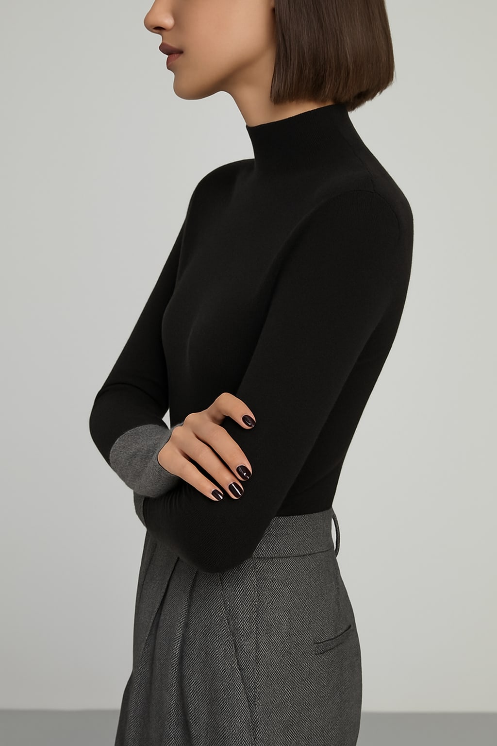 Klarissa Contrast Cuff Mock Neck Sweater_2