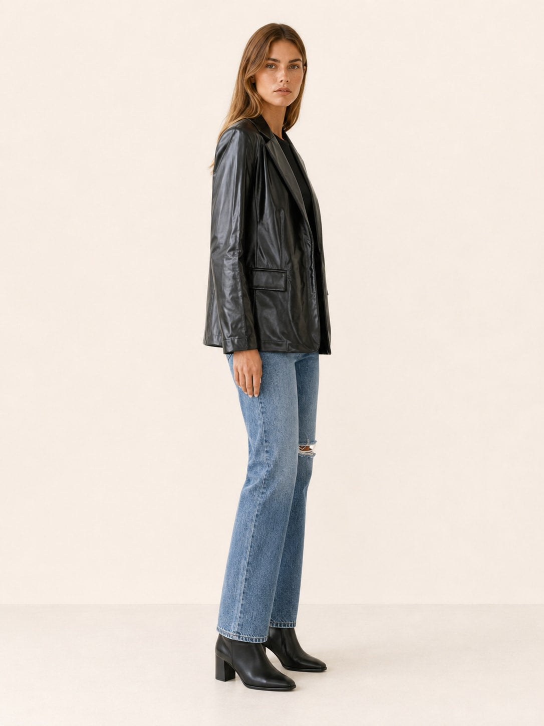 Lena Oversized Tailored Faux Leather Blazer_3