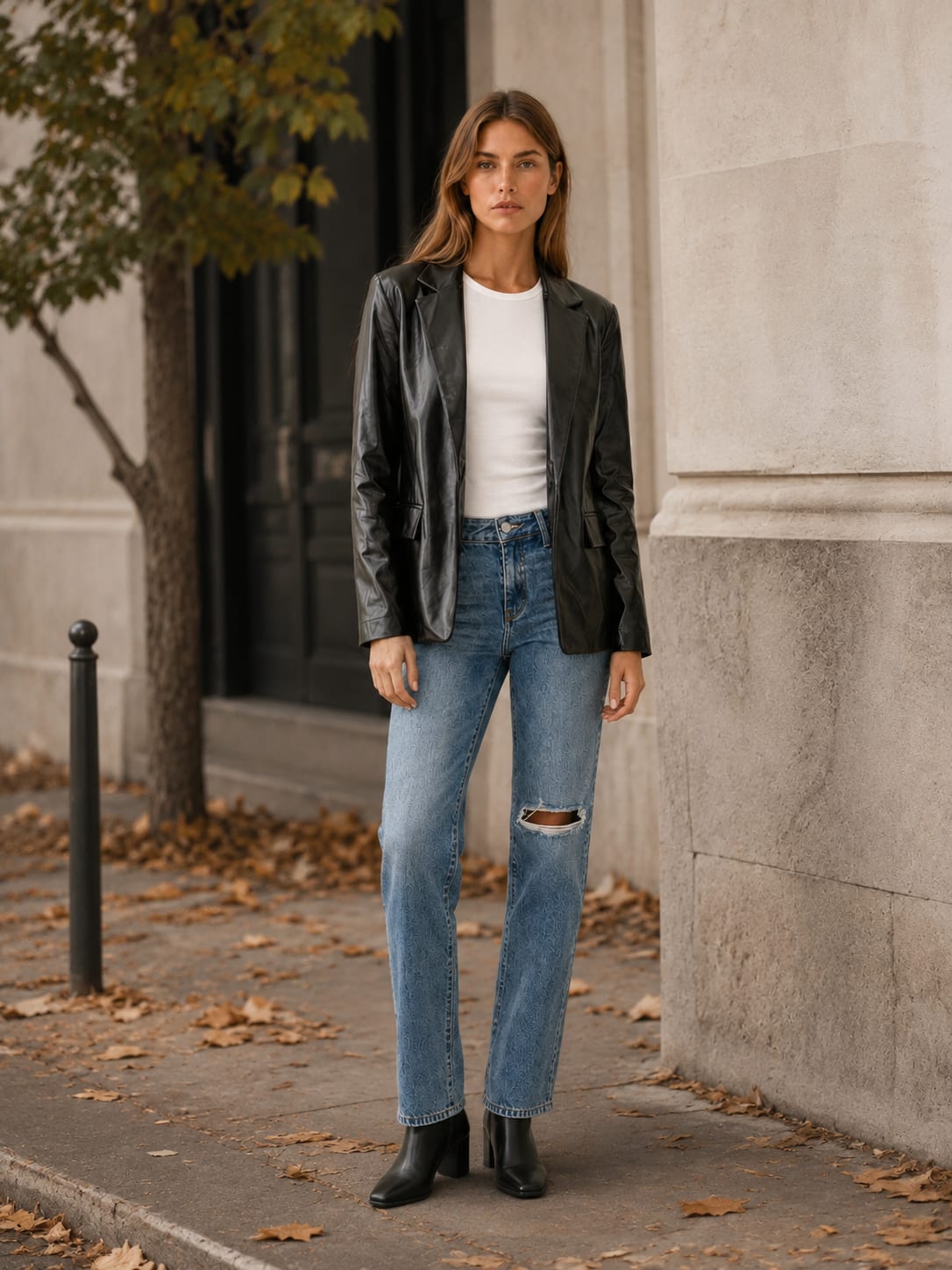 Lena Oversized Tailored Faux Leather Blazer_5