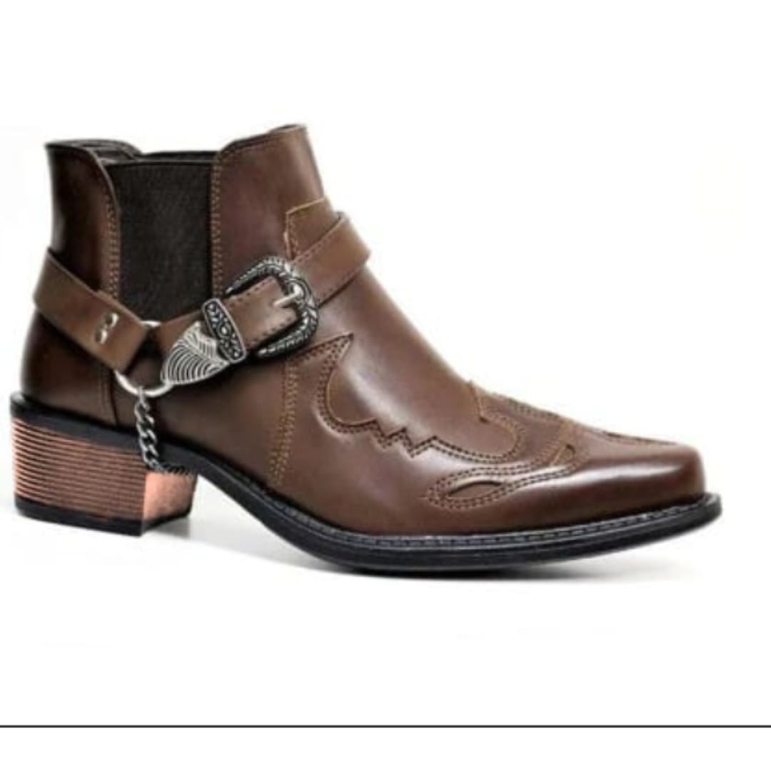 Rowan Pointed Toe Buckle Block Heel Cowboy Boots_2