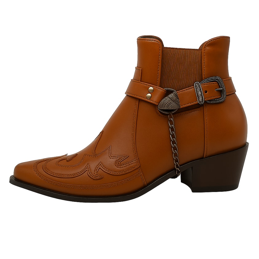 Rowan Pointed Toe Buckle Block Heel Cowboy Boots_3