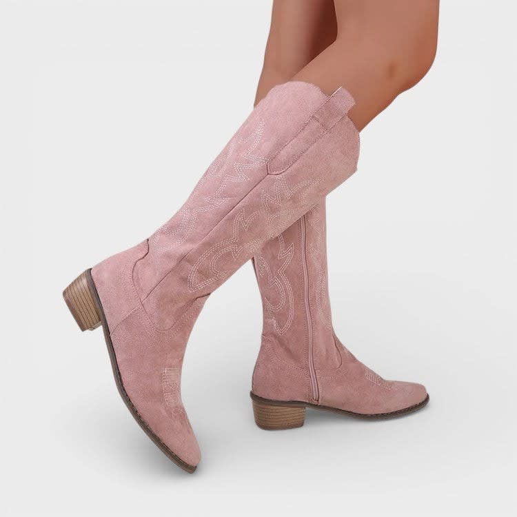 Eden Embroidered Suede Knee High Cowboy Boots_3