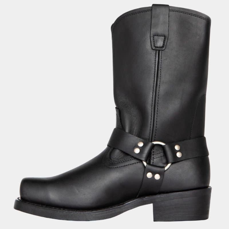 Ezra Square Toe Leather Harness Cowboy Boots_3