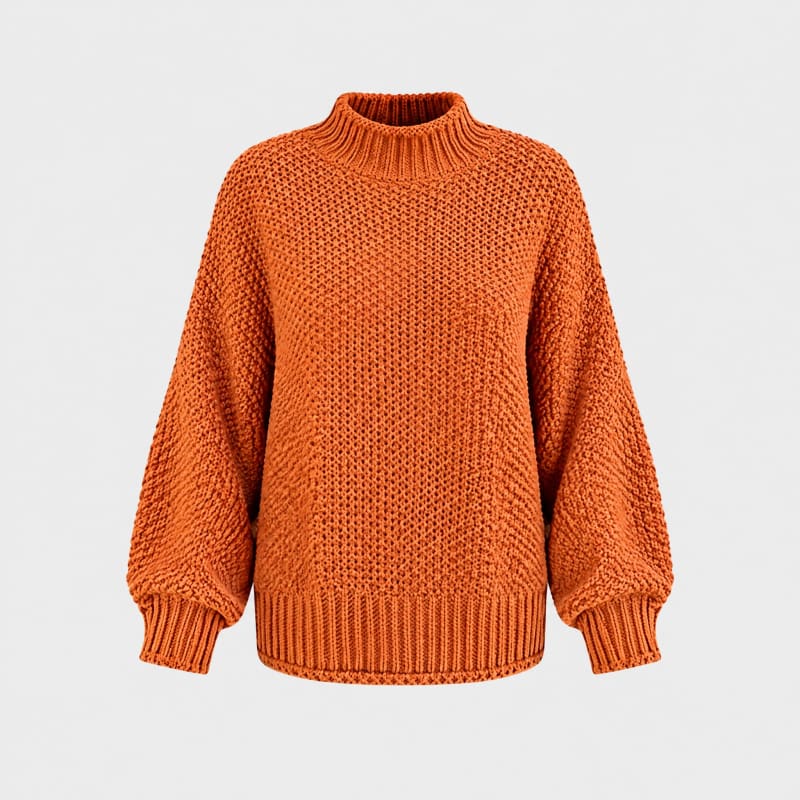 Dulce Oversized Chunky Knit Mock Neck Sweater_1