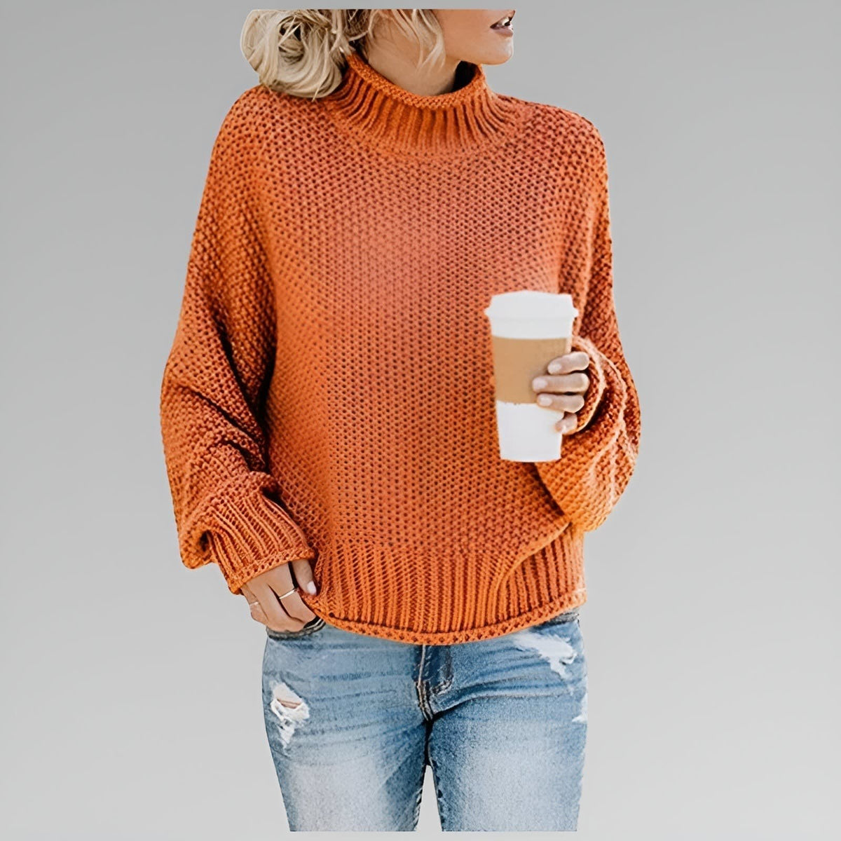 Dulce Oversized Chunky Knit Mock Neck Sweater_2