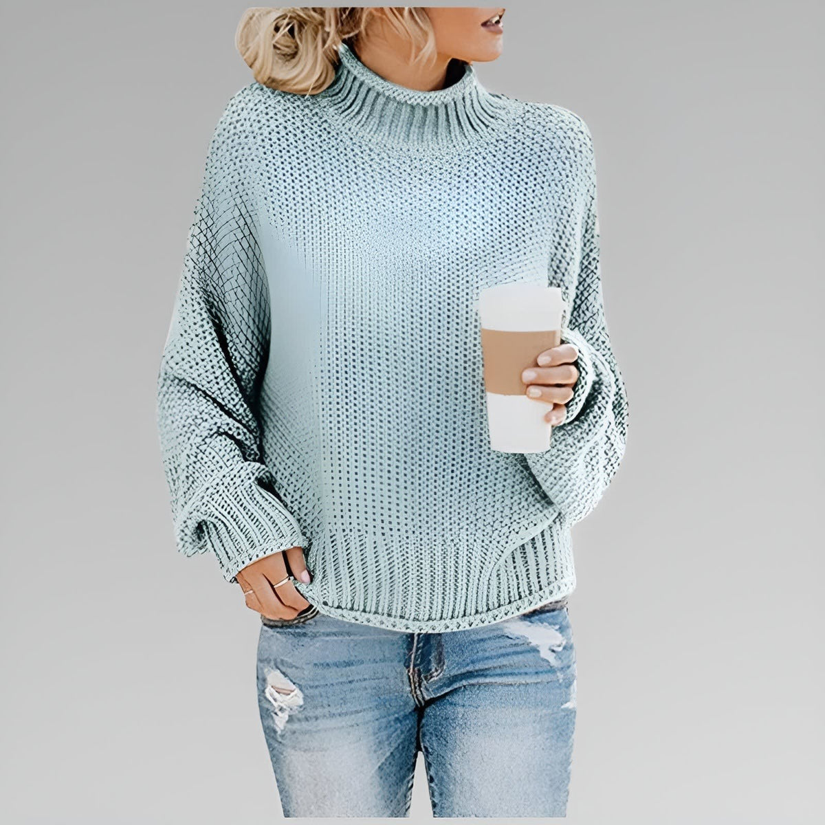 Dulce Oversized Chunky Knit Mock Neck Sweater_4