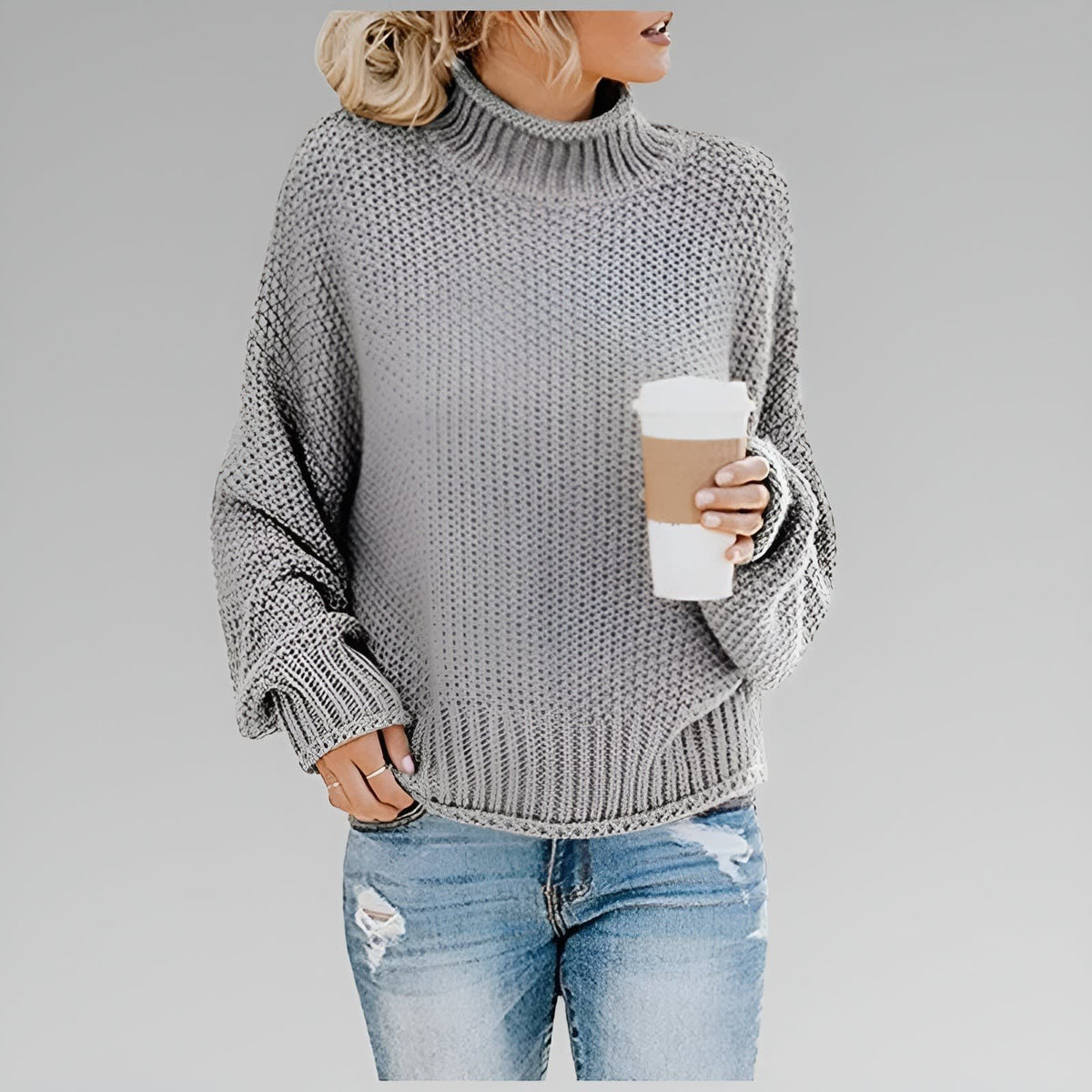 Dulce Oversized Chunky Knit Mock Neck Sweater_5