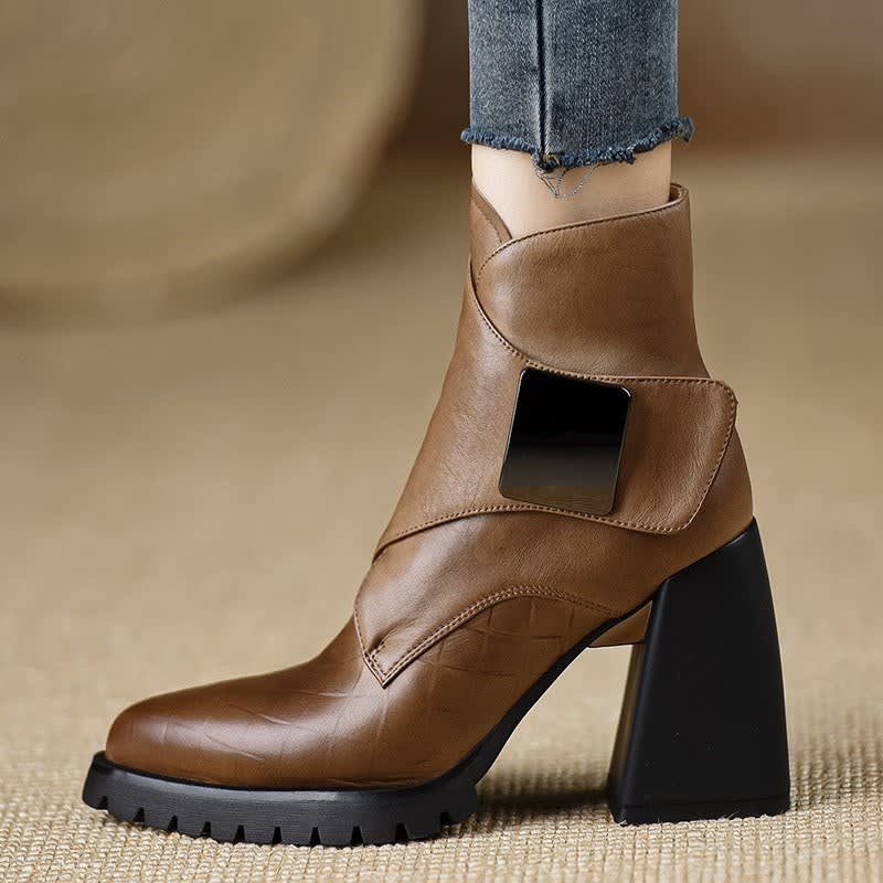 Odetta Leather Block Heel Ankle Boots_1