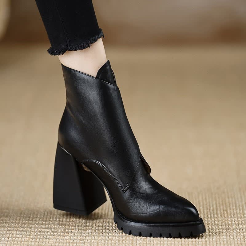 Odetta Leather Block Heel Ankle Boots_12
