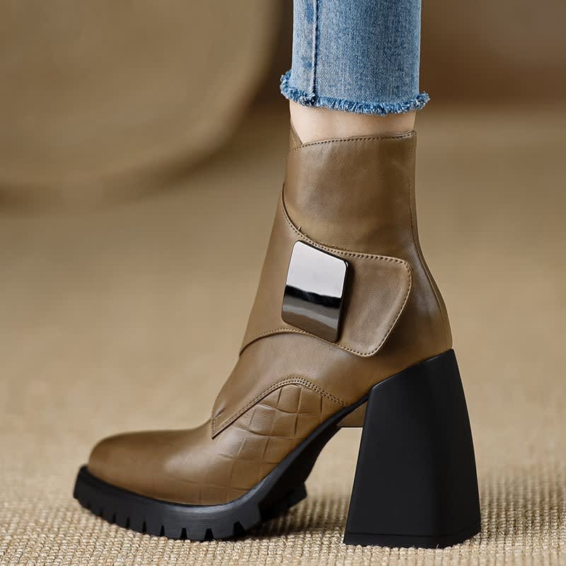 Odetta Leather Block Heel Ankle Boots_2