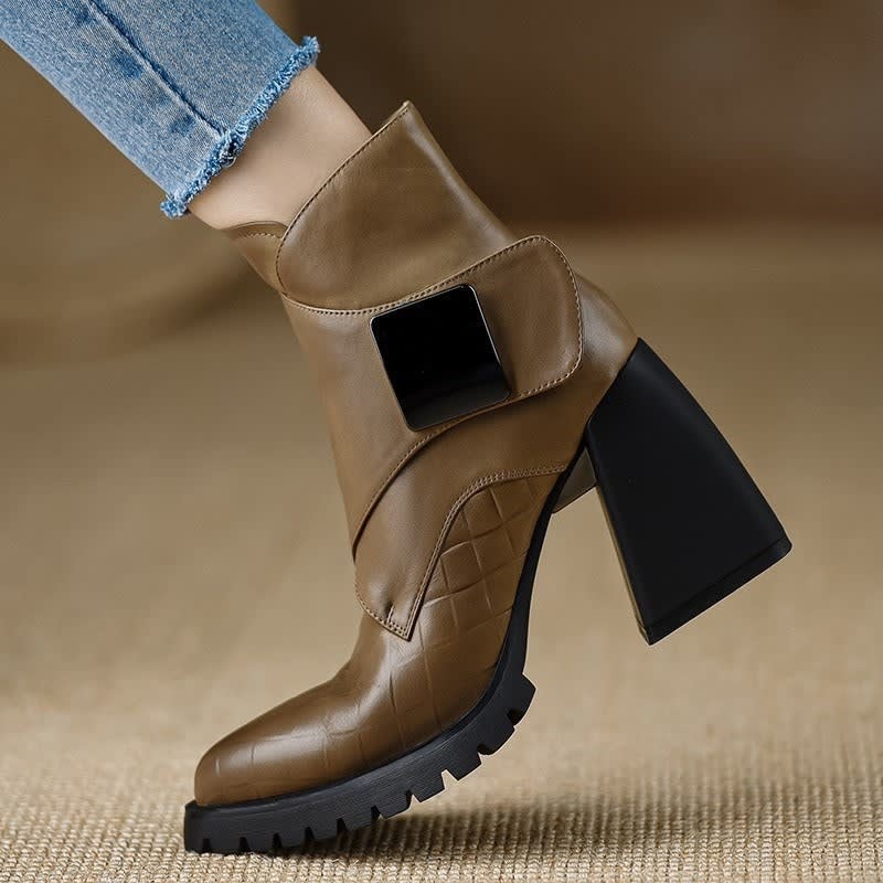 Odetta Leather Block Heel Ankle Boots_3