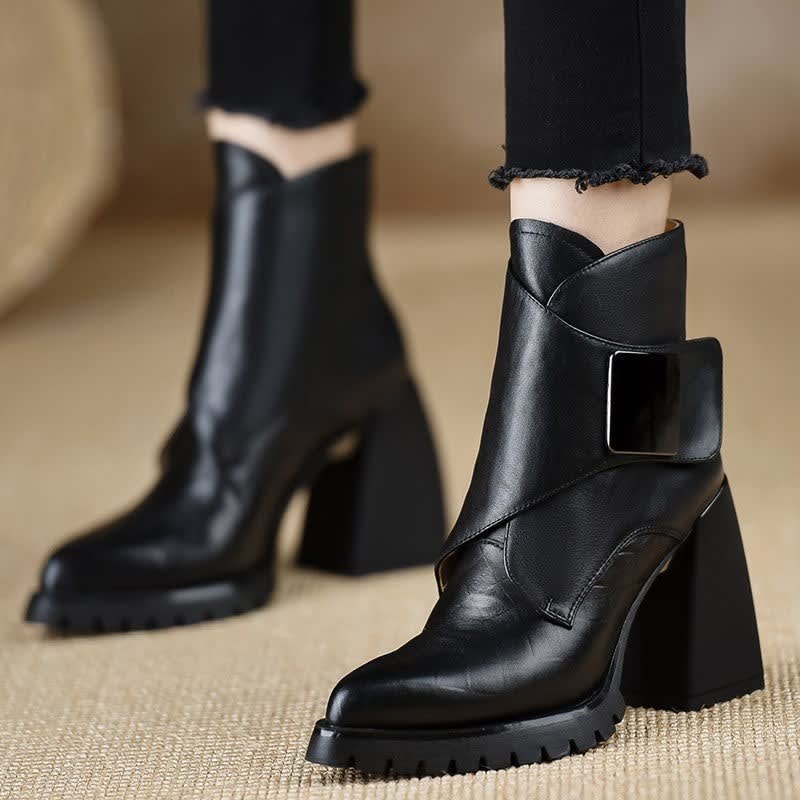 Odetta Leather Block Heel Ankle Boots_4