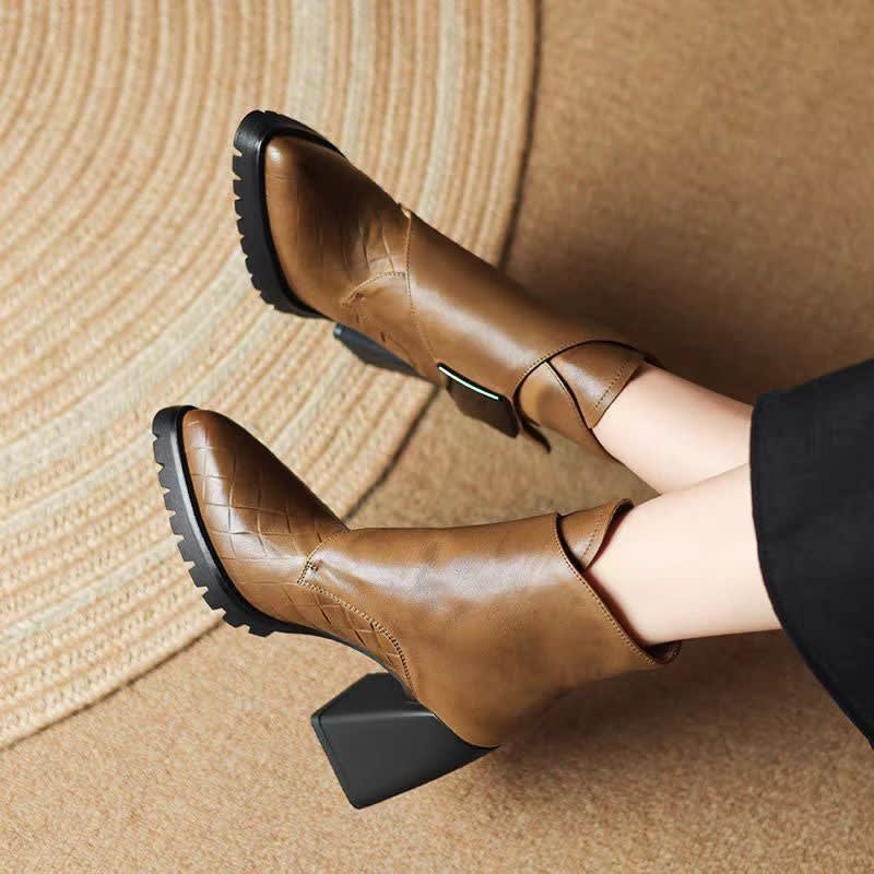 Odetta Leather Block Heel Ankle Boots_5