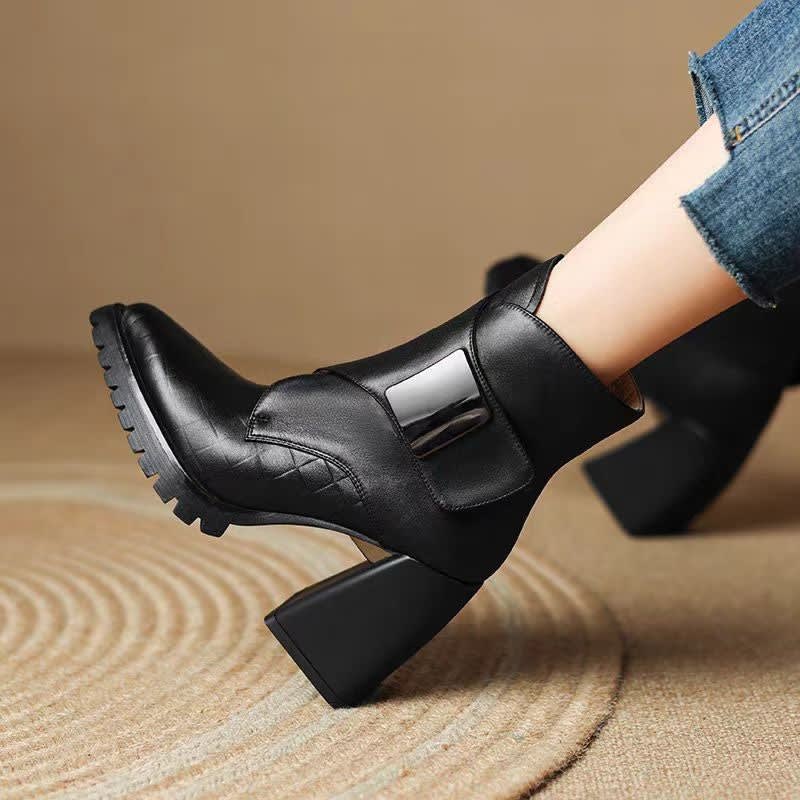 Odetta Leather Block Heel Ankle Boots_8