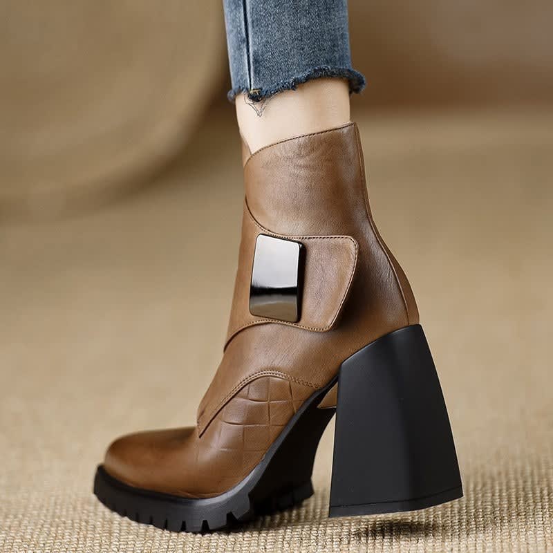 Odetta Leather Block Heel Ankle Boots_9