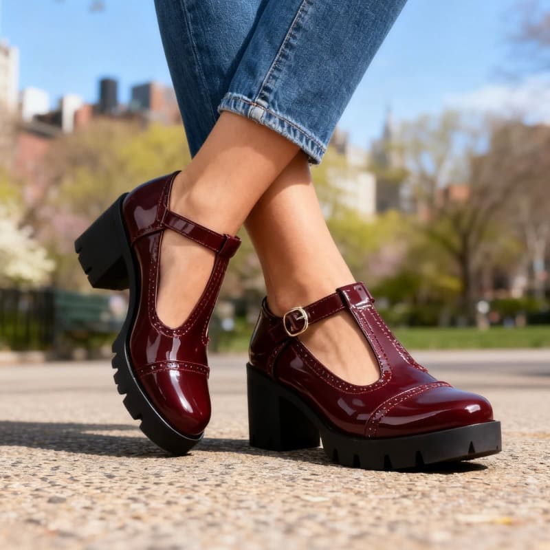 Amber Patent T-Strap Mary Jane Heels_1