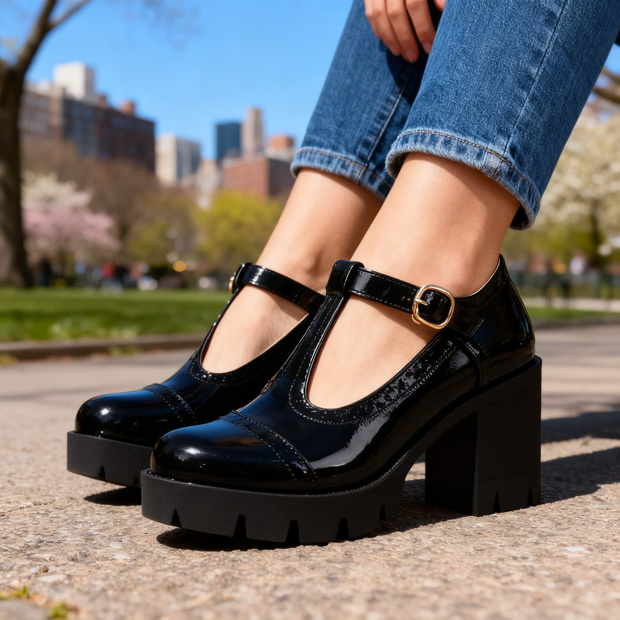 Amber Patent T-Strap Mary Jane Heels_8