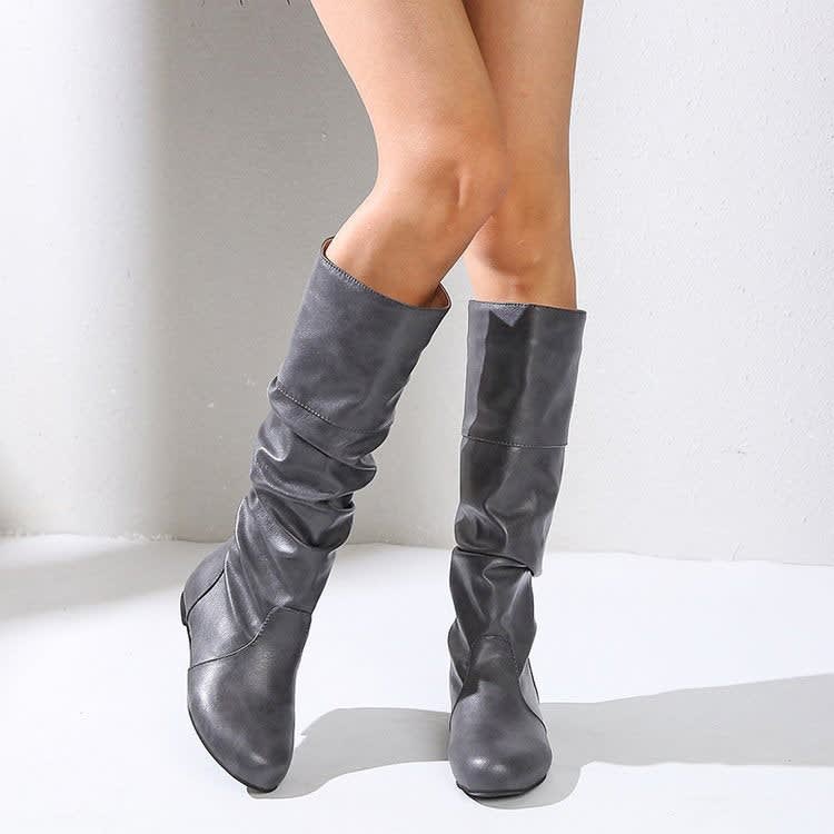 Aubrie Faux Leather Slouch Knee High Boots_2