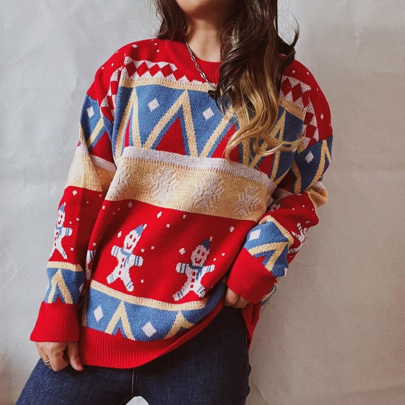 Maggie Gingerbread Oversized Christmas Sweater_1