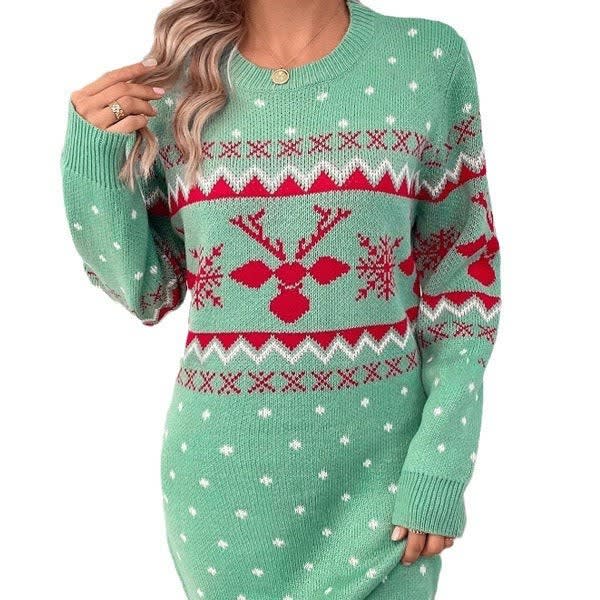 Katarina Reindeer Knit Christmas Sweater Dress_5