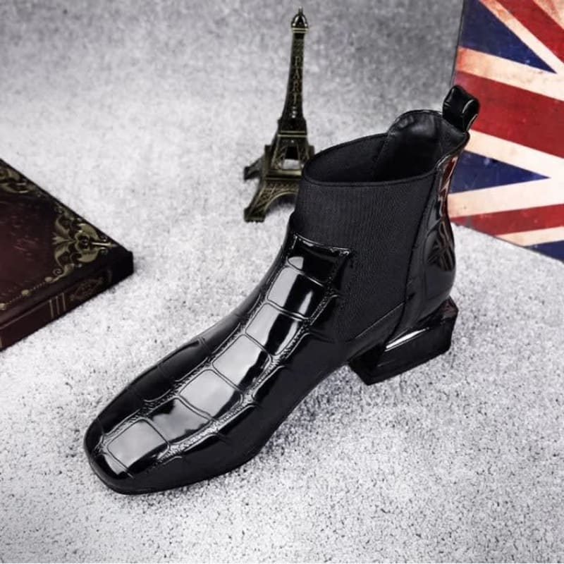 Carina Croc Embossed Leather Chelsea Boots_1