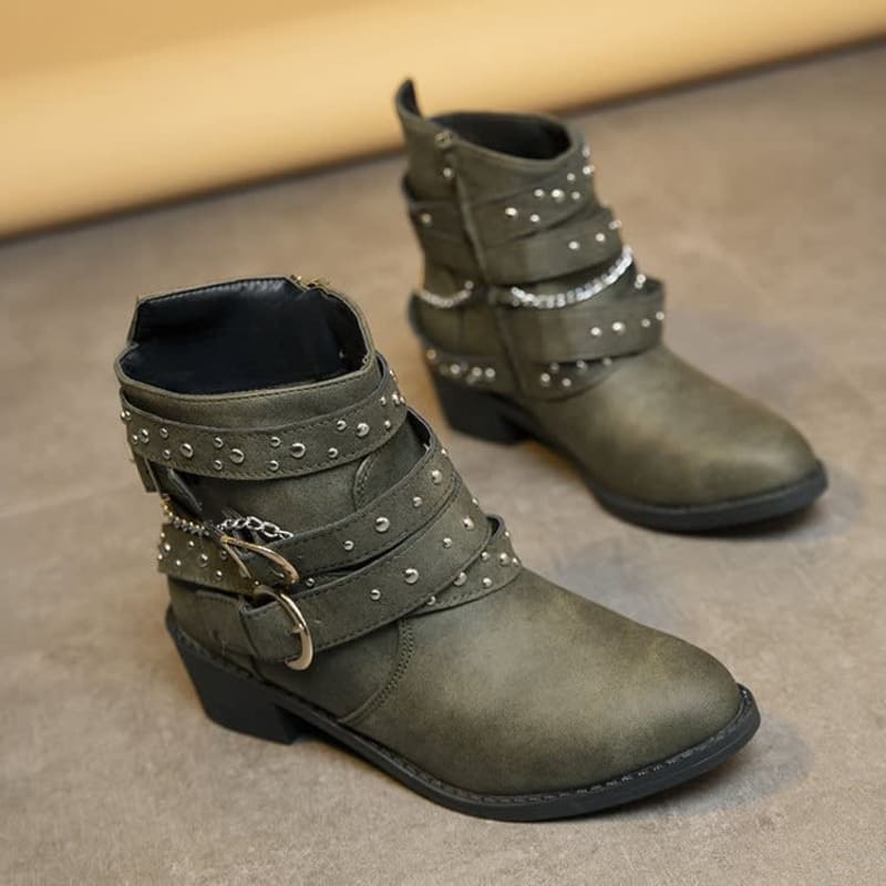 Tilly Studded Buckle Ankle Boots_1