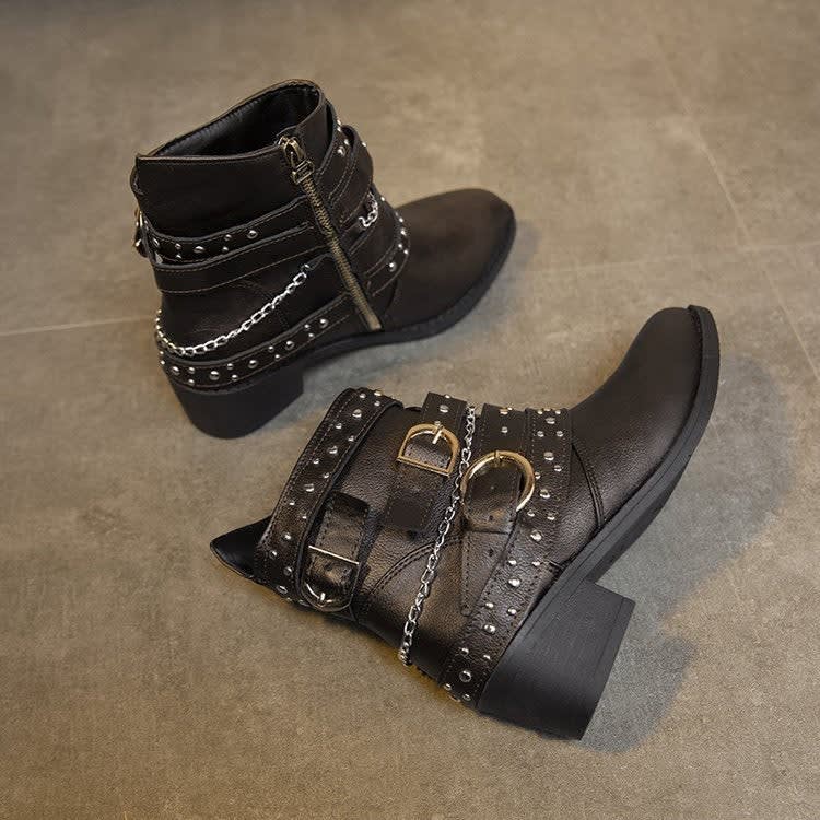 Tilly Studded Buckle Ankle Boots_3