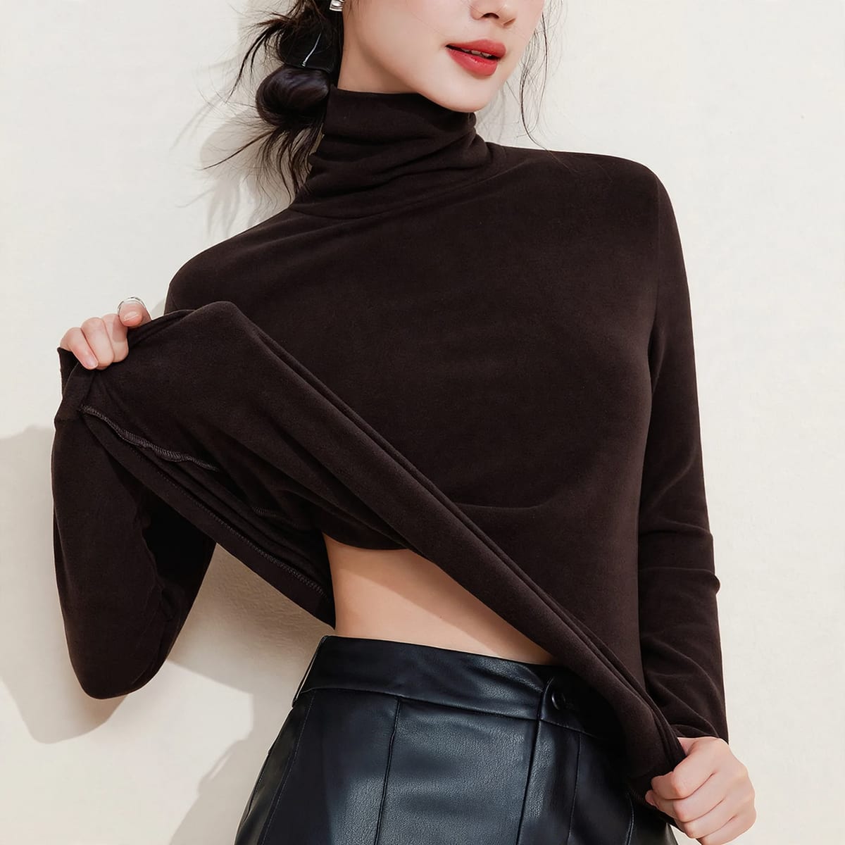 Geneva Fleece Lined Turtleneck Thermal Top_10