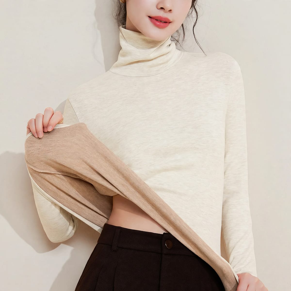 Geneva Fleece Lined Turtleneck Thermal Top_4