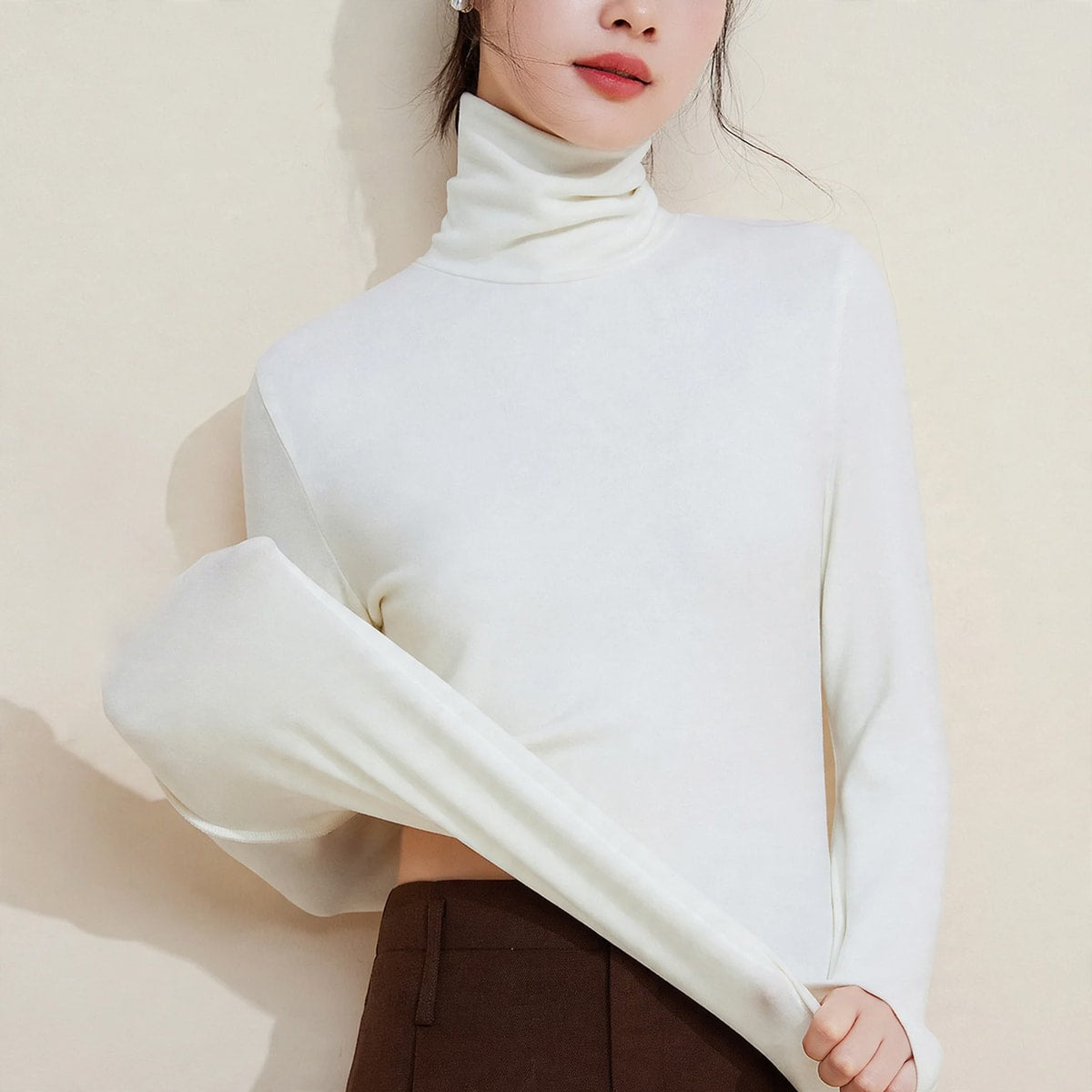 Geneva Fleece Lined Turtleneck Thermal Top_5