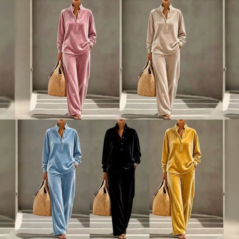 Ida Velour Lounge Set with Wide Leg Pants_1