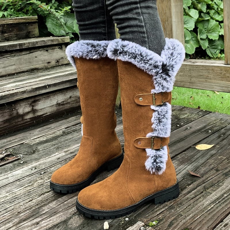 Geneva Faux Fur Trim Knee High Boots_1