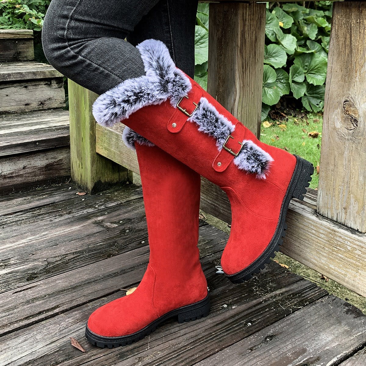 Geneva Faux Fur Trim Knee High Boots_4