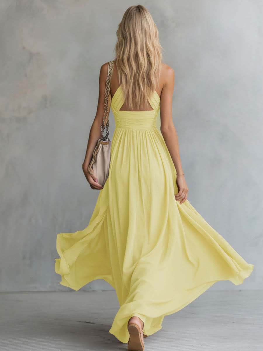 Arabella Halter Deep V-Neck Flowy Maxi Dress_7