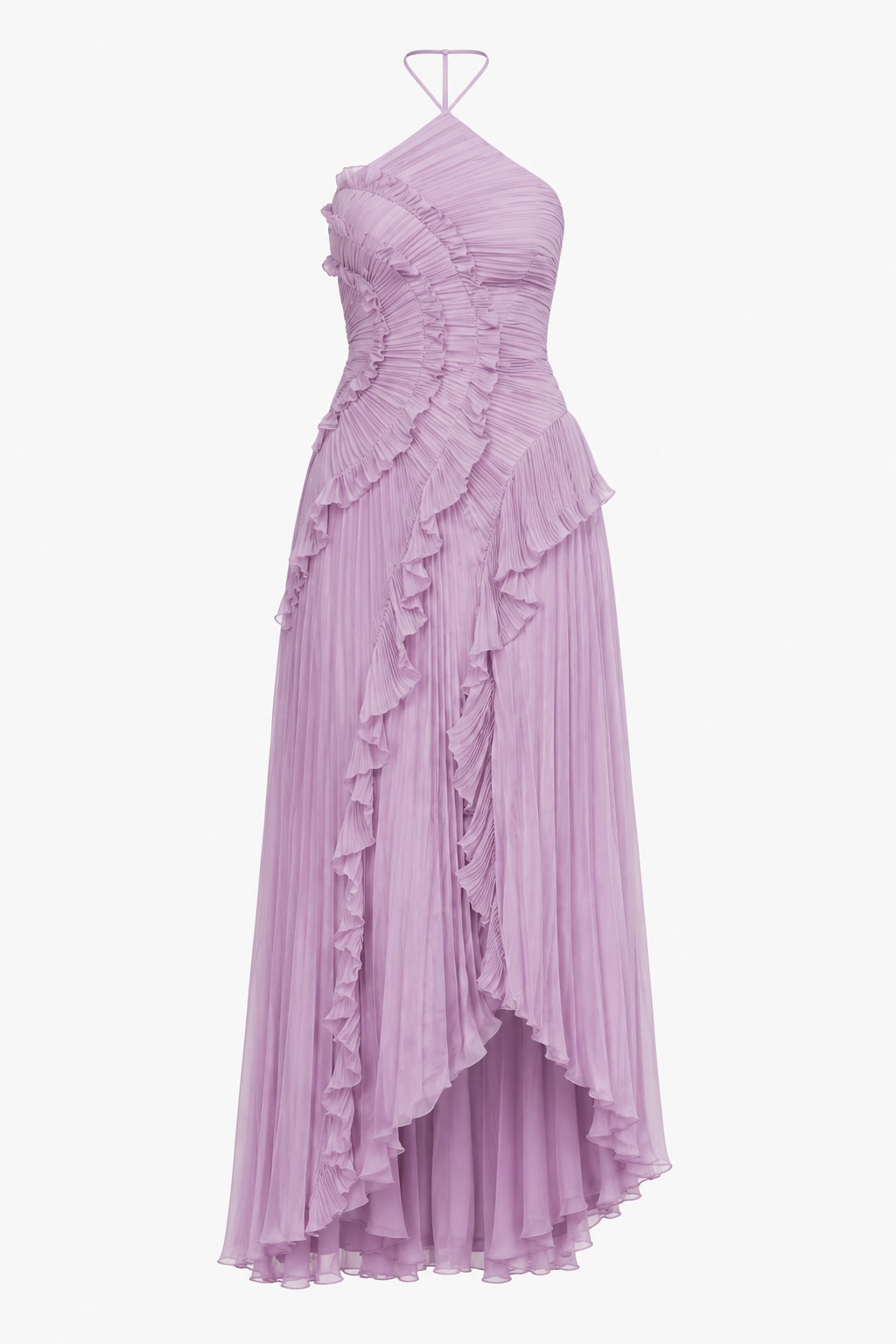 Delphi Pleated Ruffle Halter Maxi Dress_6