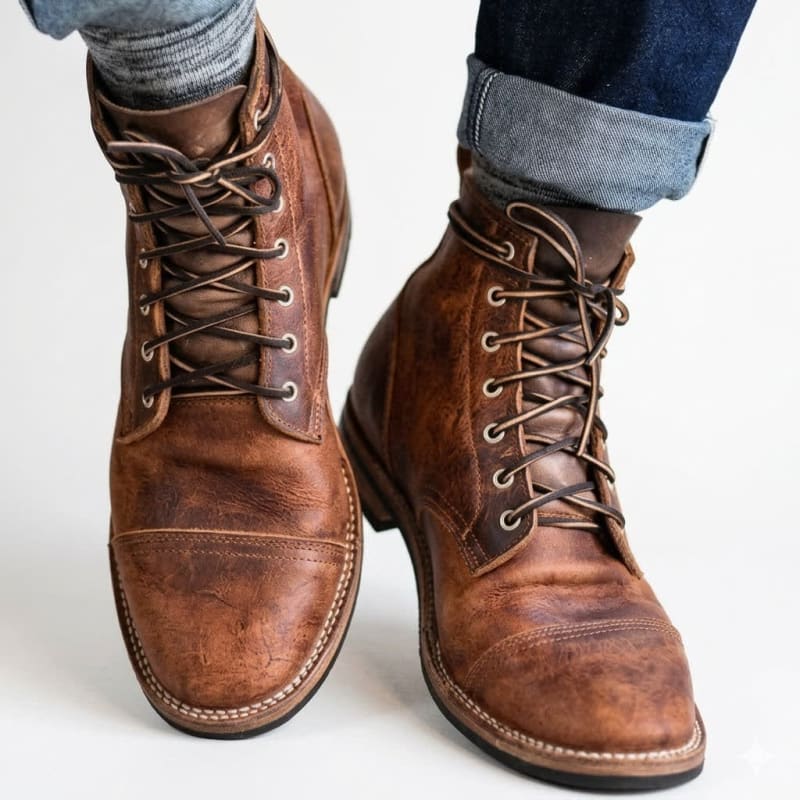 Warren Faux Leather Lace Up Boots_1