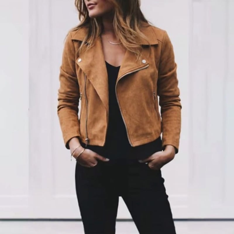 Cristiana Suede Cropped Moto Jacket_1