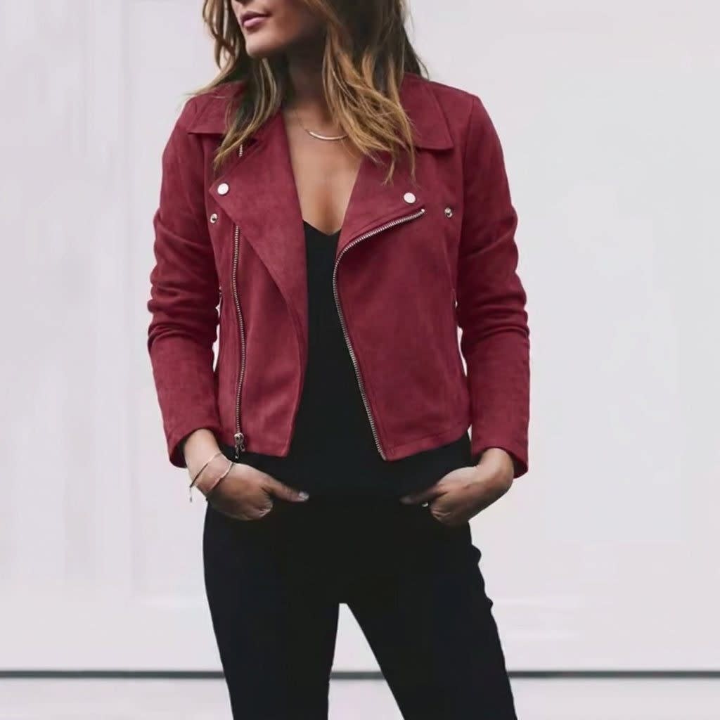 Cristiana Suede Cropped Moto Jacket_5